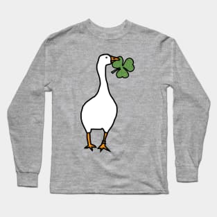 White Goose Steals Shamrock Long Sleeve T-Shirt